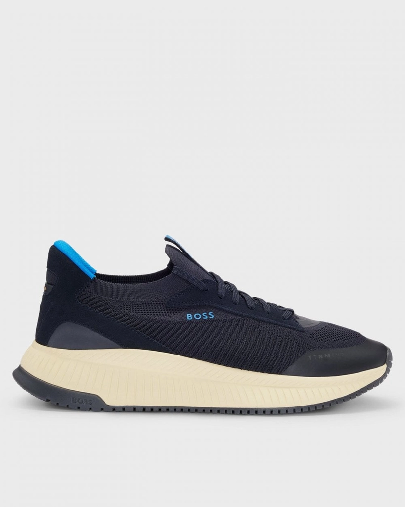Hugo Boss TTNM EVO Mens Trainers with Knitted Uppers - Blue - Size UK 12